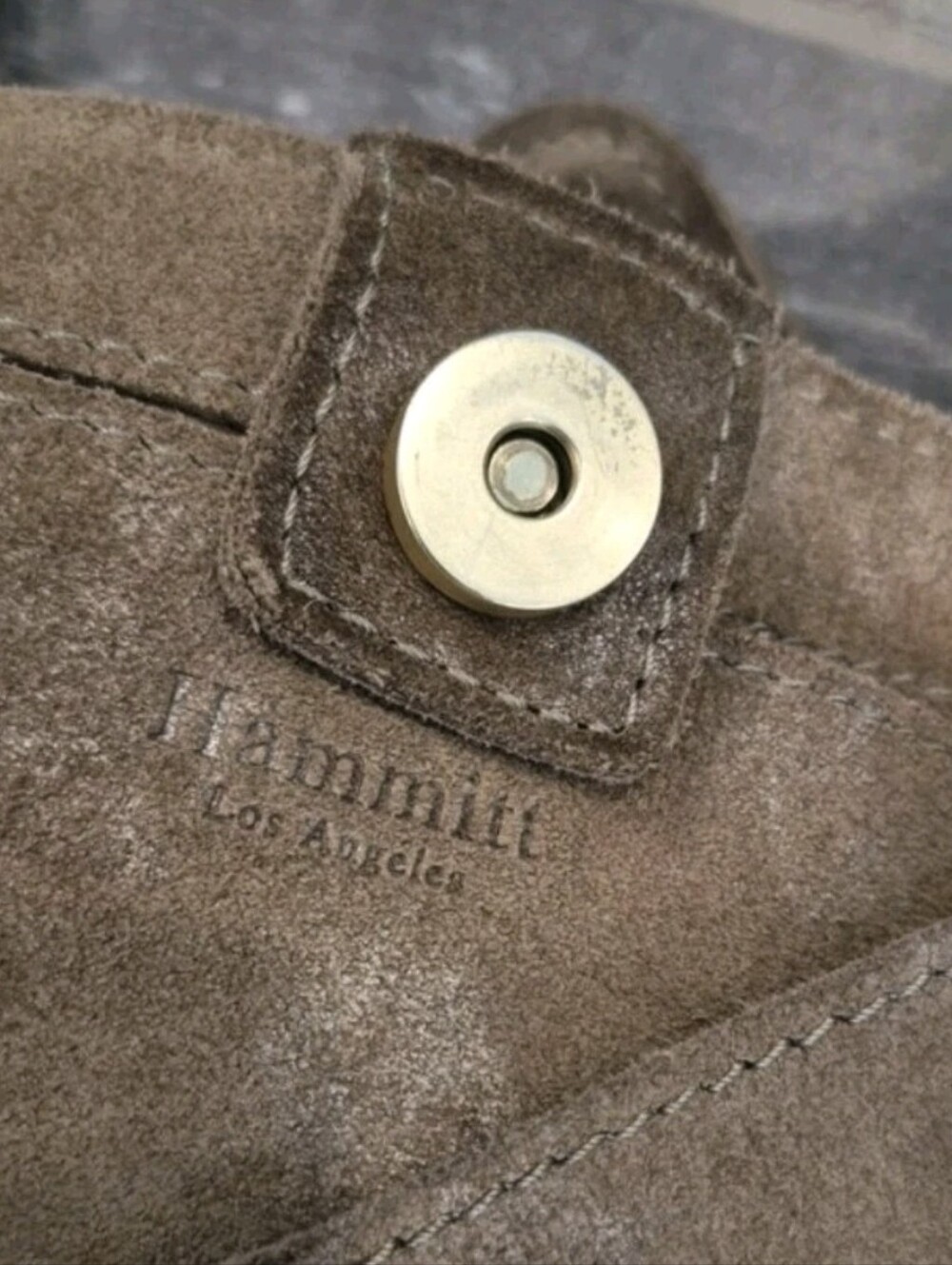 Hammitt Brown Metallic Shimmer Suede Brushed Gold Rivets Oliver Tote Bag - Picture 8 of 15
